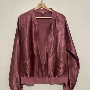 American Apparel Women's Satin Bomber Jacket - Burgundy